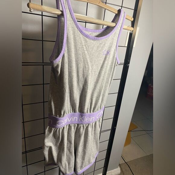 Calvin Klein grey and purple sleeveless kids romper EUC - Picture 2 of 4